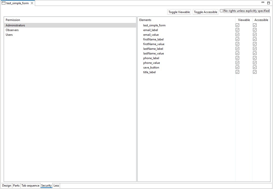 Form Editor - Security Tab