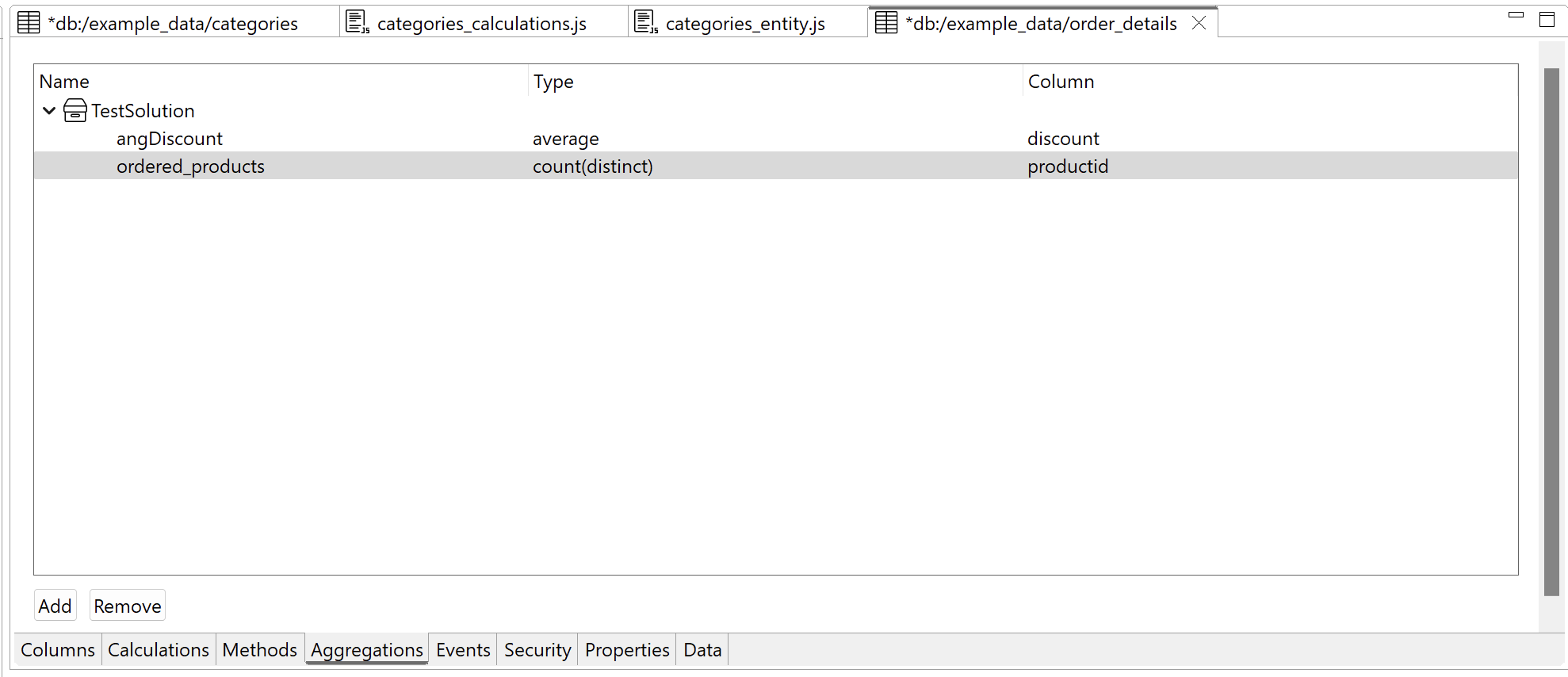 Table editor - aggregations