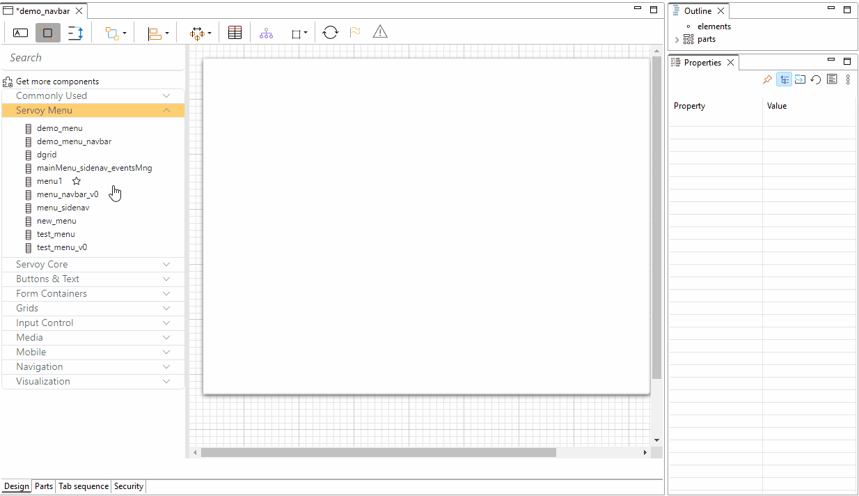 Create a Navbar through a Servoy Menu