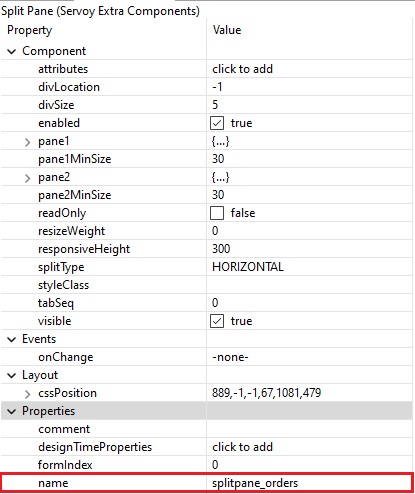 Split Pane name